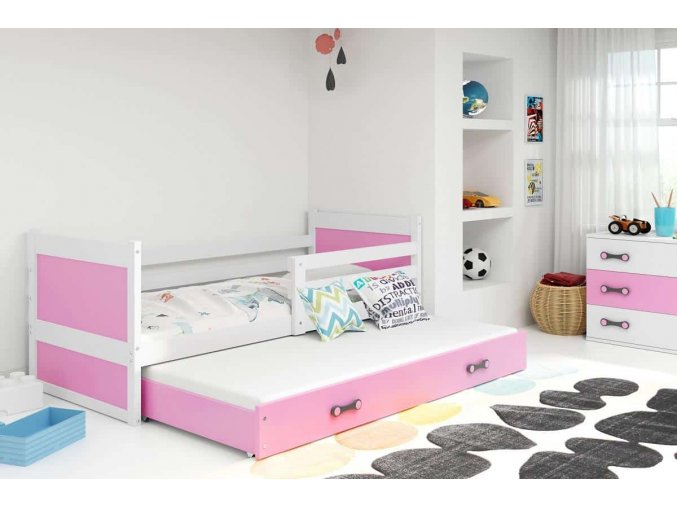 Dětská postel Riky II 90x200 - bílá/růžová