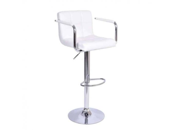 Barová židle LEORA 2 NEW - bílá eko kůže/chrom