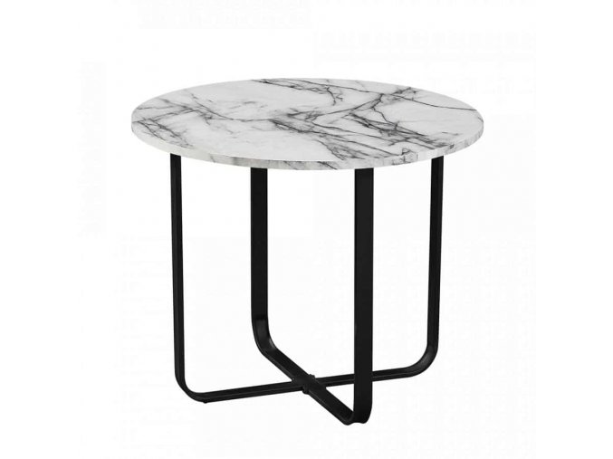 Konferenční stolek SALINO - bílý mramor/černý kov