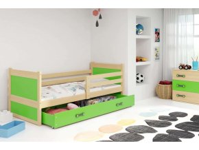 Dětská postel Riky 90x200 - borovice/zelená