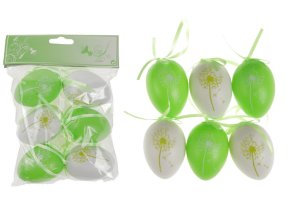 Vajíčka plastová zelená a bílá, sada 6 kusů VEL5049-GRN