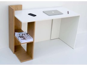Pracovní stůl OMENA SHELF - dub sonoma/bílá