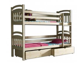 Patrová postel PP 003 bez povrchové úpravy, 80x 180cm, úložné prostory