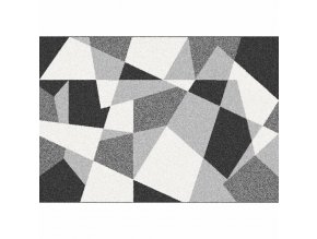 Koberec SANAR 67x120 cm - černá/šedá/bílá, geometrický vzor