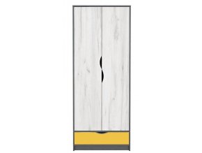 Šatní skříň 2D DISNEY dub kraft bílý/šedý grafit/žlutá