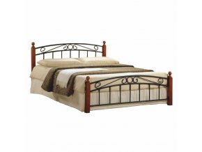 Manželská postel, třešeň/černý kov, 160x200, DOLORES