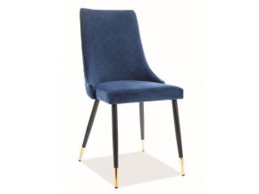Jídelní čalouněná židle NOPI velvet modrá/černá/zlatá