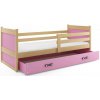 Dětská postel Riky 90x200 - borovice/růžová
