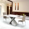 Jídelní stůl FARNEL - bílá s vysokým leskem HG / beton