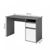 PC stůl BILI - tmavě šedá-grafit/bílá