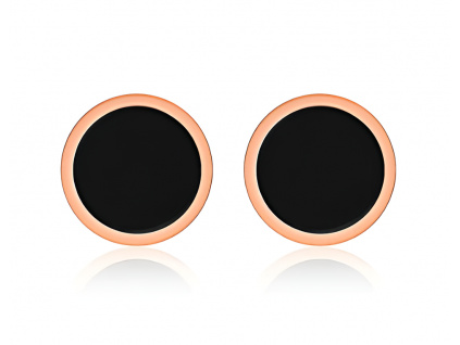Dámské černé minimalistické peckové náušnice HOPE Rose gold 8mm