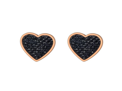 Černé dámské srdíčkové zirkonové náušnice OAKLEY Rose gold