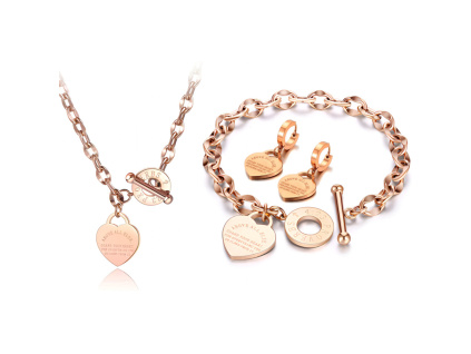 Pozlacená sada šperků z oceli JADE Rose gold