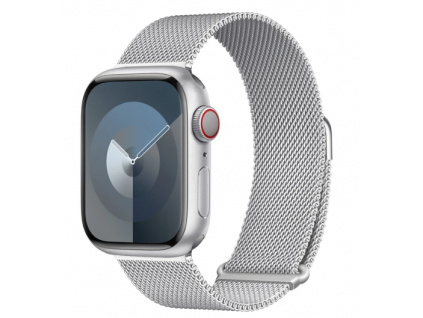 Elegantní kovový stříbrný Apple Watch řemínek Milánský tah