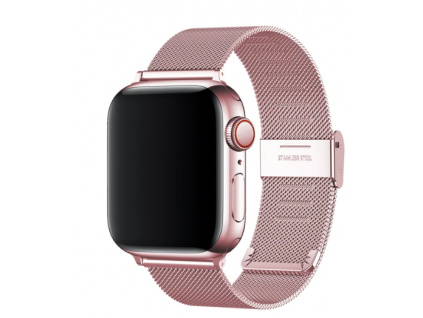 Elegantní kovový Pink Gold Apple Watch řemínek Milánský tah