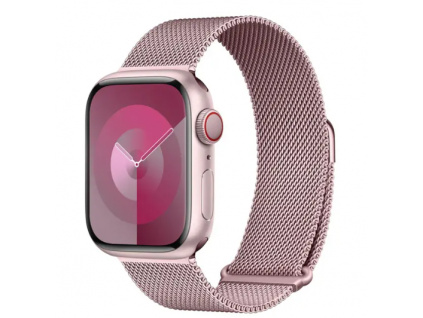 Elegantní kovový Pink Gold Apple Watch řemínek Milánský tah
