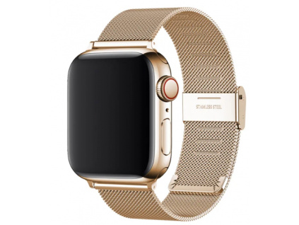 Elegantní kovový Rose Gold Apple Watch řemínek Milánský tah