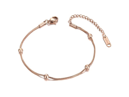 Pozlacený dámský náramek s kuličkami EVELYN Rose gold
