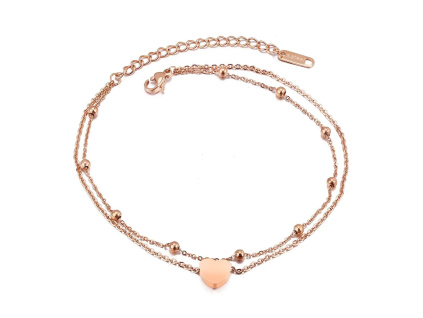 Dvojitý pozlacený dámský náramek z oceli JASMINE Rose gold