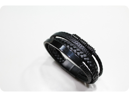 Pánský náramek LEATHER Black2
