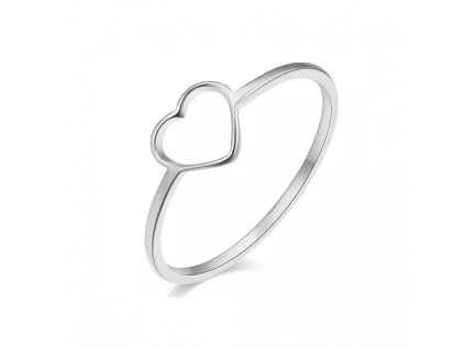 Minimalistický prsten z chirurgické oceli HEART contour Silver