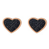 Černé dámské srdíčkové zirkonové náušnice OAKLEY Rose gold