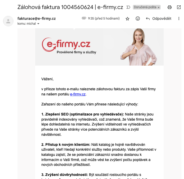 Varování před podvodným jednání e-firmy.cz a DATA CORE SERVICE s.r.o.
