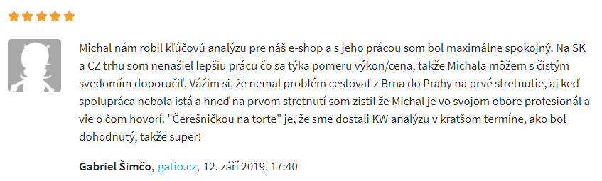 Reference na analýzu klíčových slov Gatio.cz