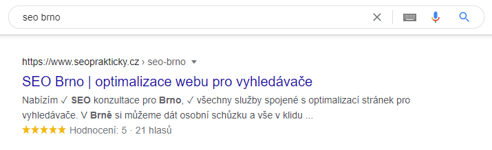 Ukázka silného meta popisku v SERP