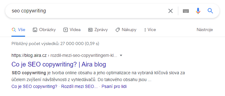 Ukázka titulku s otázkou v SERP