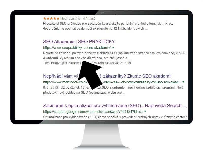 Popisek stránky, dává-li popisek z meta description vyhledávači smysl, zobrazuje stručnou informaci o obsahu stránky.