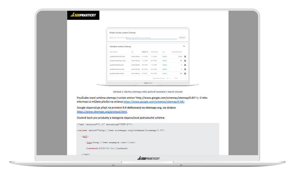 Kontrola správné funkčnosti sitemap v Google Search Console.