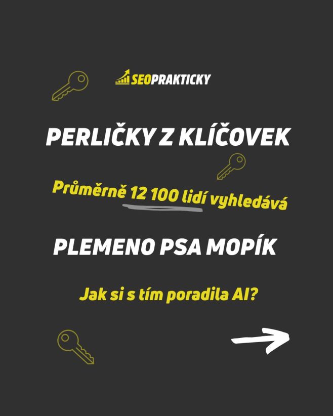 Když nám data řekla, že „plemeno psa mopík“ hledá 12 100 lidí měsíčně, pustili jsme na to AI. Výsledek? Pes, který vypadá,...