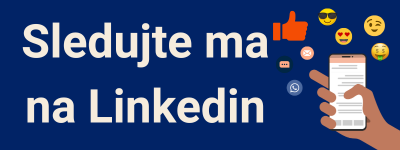 Emoji, mobil v ruke s textom: Sledujte ma na Linkedin