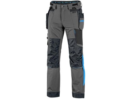 Kalhoty CXS NAOS pánské, šedo-černé, HV modré doplňky (Velikost 46)