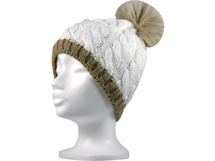 VOXX Čepice dámská pletená SIENNA s bambulí BÍLÁ (Velikost uni, Barva bílá)