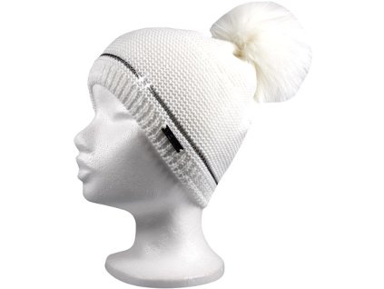 VOXX Čepice dámská pletená TRAFIC s reflexním prvkem BÍLÁ (Velikost uni, Barva bílá)