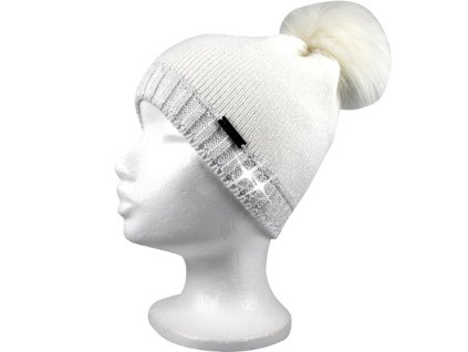 VOXX Čepice dámská pletená FRONTERA bílá se stříbrnou (Velikost uni, Barva bílá)