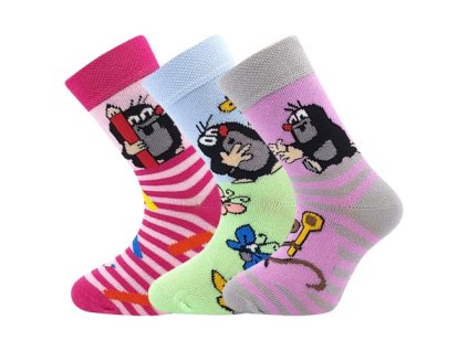 Ponožky dětské KRTEK obrázkové DÍVČÍ (3 páry) (Velikost 20-24 (14-16), Barva mix 2 kluk)