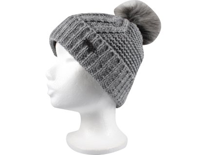 VOXX Čepice dámská pletená MARQUIS s bambulí TMAVĚ ŠEDÁ (Velikost uni, Barva tmavě šedá)