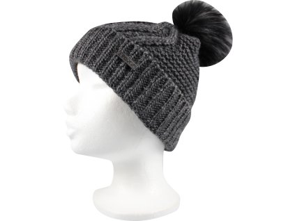 VOXX Čepice dámská pletená MARQUIS s bambulí TMAVĚ ŠEDÁ (Velikost uni, Barva tmavě šedá)