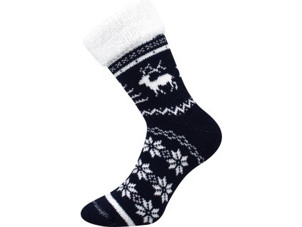 Ponožky zimní silné NORWAY vlněné ČERVENÉ (Velikost 35-38 (23-25), Barva tmavě modrá)