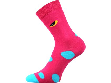 Ponožky dětské vtipné TWIDORIK s příšerou MODRÉ (3 páry) (Velikost 20-24 (14-16), Barva růžová)