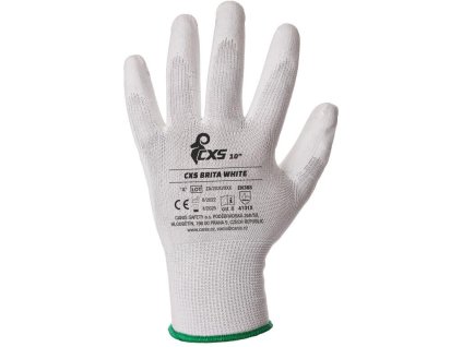 Rukavice CXS BRITA WHITE, máčené v polyuretanu (Velikost 05)