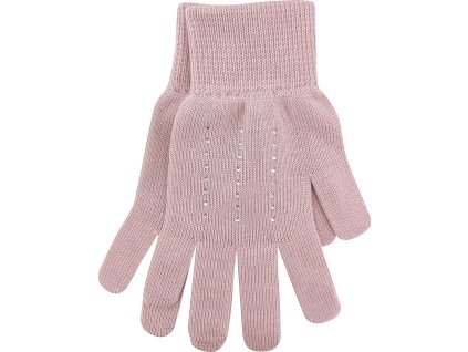 VOXX Rukavice dámské pletené LEAF s kamínky Swarovski ČERNÉ (Velikost uni, Barva černá)