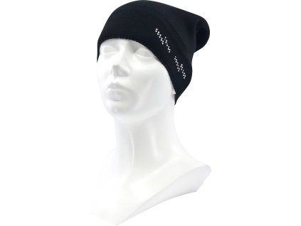 VOXX Čepice dámská pletená MICRA bavlněná s kamínky Swarovski ČERNÁ (Velikost uni, Barva černá)