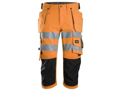 Kalhoty ¾ Pirate Stretch reflexní s PK oranžové Snickers Workwear