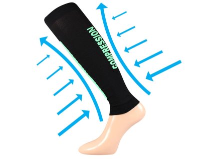 VOXX Návleky na lýtko kompresní FLEX černé - neon růžové (Velikost S-M, Barva černá)