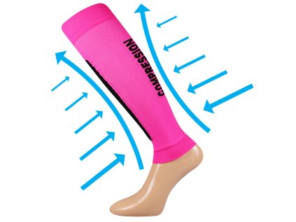 VOXX Návleky na lýtko kompresní FLEX černé - neon růžové (Velikost S-M, Barva černá)