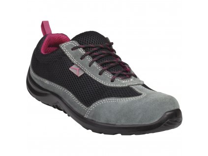 COMO S1P SRC NÍZKÁ OBUV, SEMIŠOVÁ ŠTÍPENKOVÁ KŮŽE / SÍŤOVINA - S1P SRC (Velikost 35, Barva černá-fuchsie)